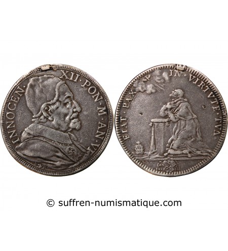 VATICAN, INNOCENT XII - 1/2 PIASTRE ARGENT 1691 / 1700 AN VI