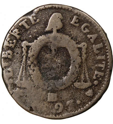 REVOLUTION FRANCAISE, CONVENTION - 2 SOLS A LA BALANCE 1793 B STRASBOURG