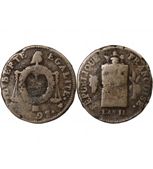 REVOLUTION FRANCAISE, CONVENTION - 2 SOLS A LA BALANCE 1793 B STRASBOURG 2