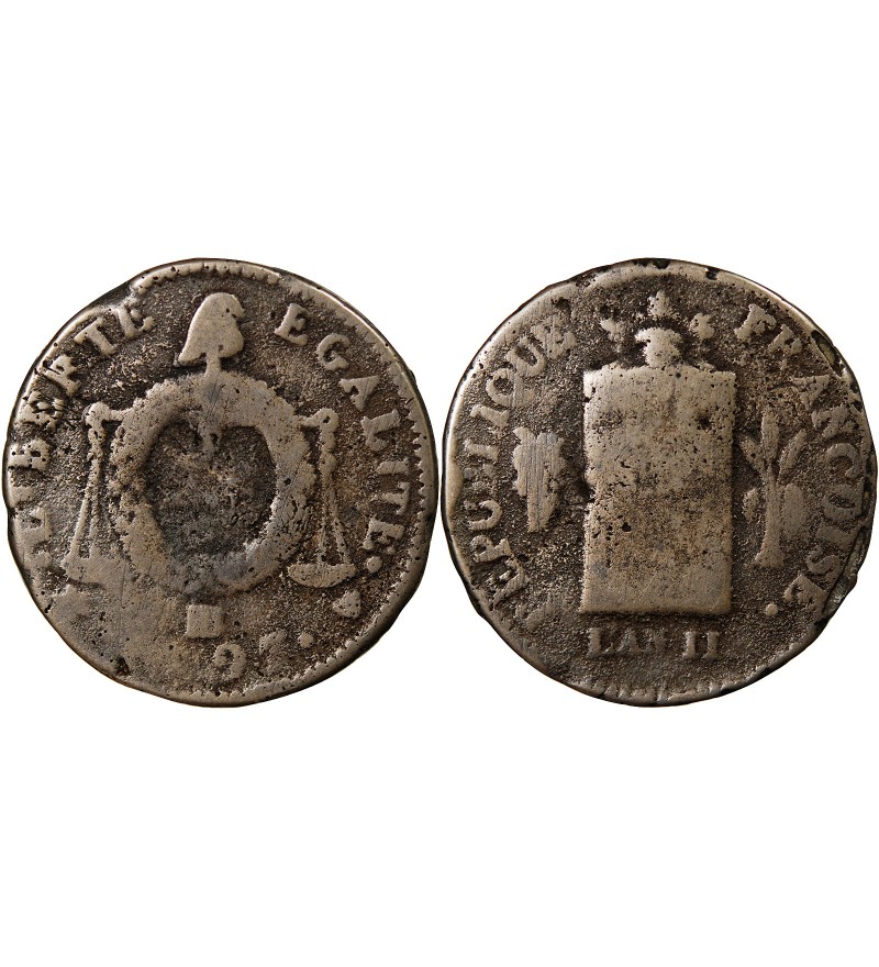 REVOLUTION FRANCAISE, CONVENTION - 2 SOLS A LA BALANCE 1793 B STRASBOURG