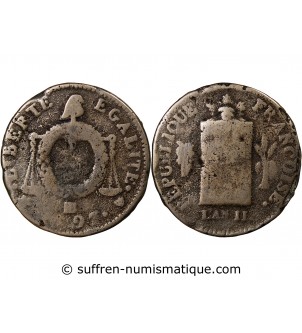 REVOLUTION FRANCAISE, CONVENTION - 2 SOLS A LA BALANCE 1793 B STRASBOURG