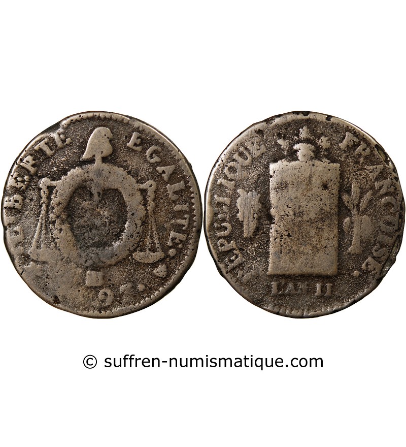 REVOLUTION FRANCAISE, CONVENTION - 2 SOLS A LA BALANCE 1793 B STRASBOURG