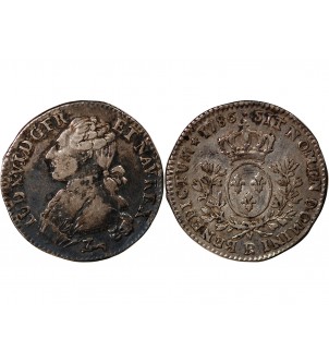 LOUIS XVI - 1/5 ECU ARGENT AUX BRANCHES D'OLIVIER 1786 R ORLEANS 2