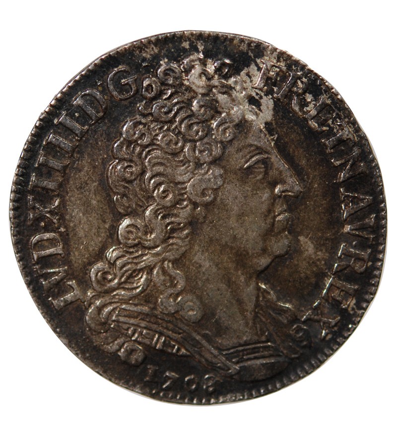 LOUIS XIV﻿ - 20 SOLS ARGENT AUX INSIGNES 1708 A PARIS