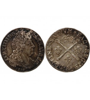 LOUIS XIV﻿ - 20 SOLS ARGENT AUX INSIGNES 1708 A PARIS 2