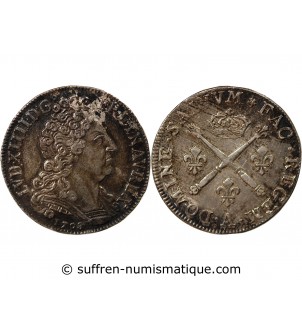 LOUIS XIV﻿ - 20 SOLS ARGENT AUX INSIGNES 1708 A PARIS