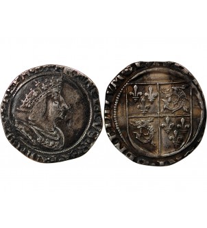 FRANCOIS Ier ﻿﻿- 1/2 TESTON ARGENT DU DAUPHINÉ 1533 / 1538 2