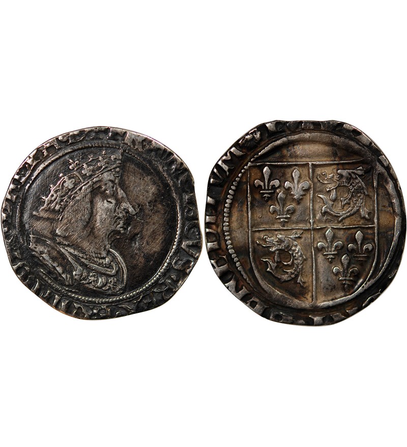 FRANCOIS Ier ﻿﻿- 1/2 TESTON ARGENT DU DAUPHINÉ 1533 / 1538