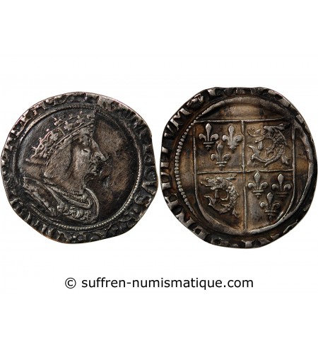 FRANCOIS Ier ﻿﻿- 1/2 TESTON ARGENT DU DAUPHINÉ 1533 / 1538