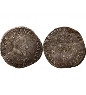 HENRI II, TÊTE COURONNEE - TESTON ARGENT 1555 L BAYONNE 2