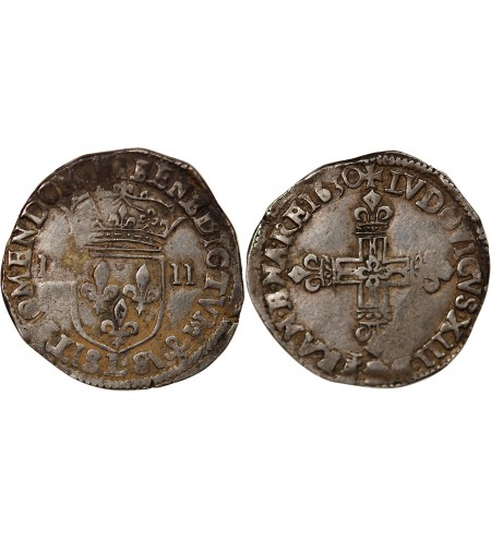 LOUIS XIII - 1/4 ECU ARGENT 1630 L BAYONNE