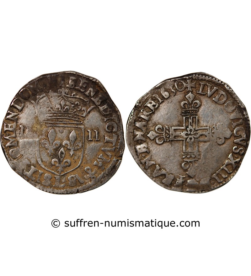 LOUIS XIII - 1/4 ECU ARGENT 1630 L BAYONNE