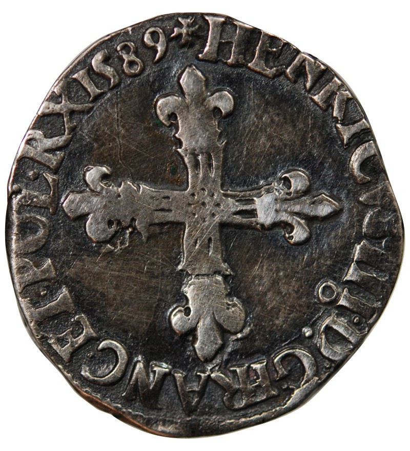 HENRI III - 1/4 ECU ARGENT 1589 RENNES