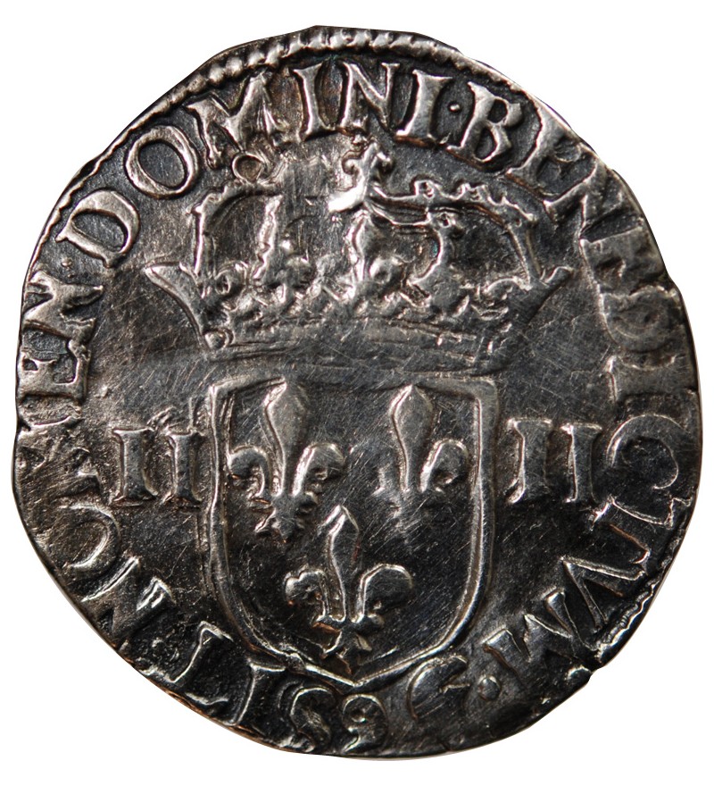 HENRI III - 1/4 ECU ARGENT 1589 RENNES
