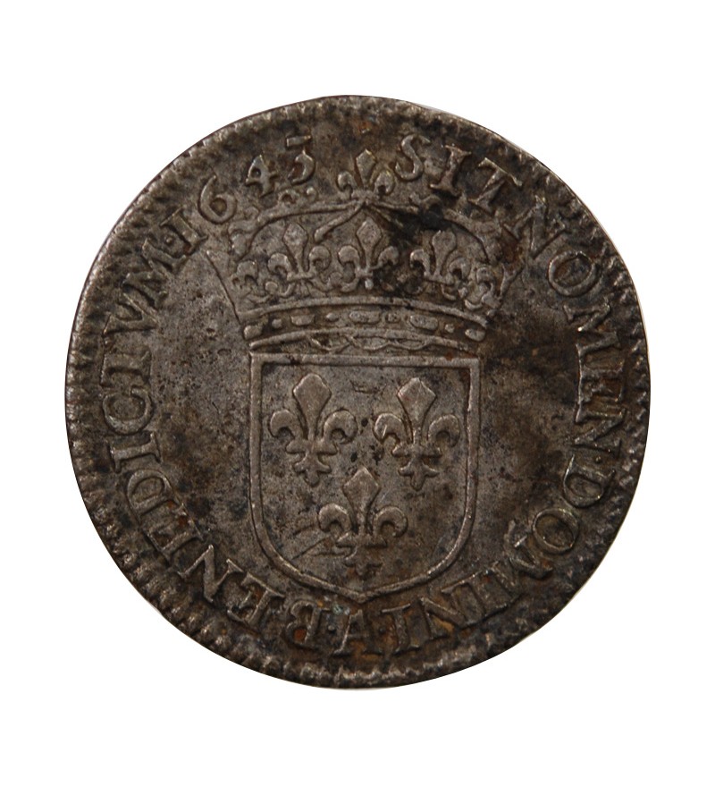 LOUIS XIII - 1/12 ECU ARGENT 1643 A PARIS point