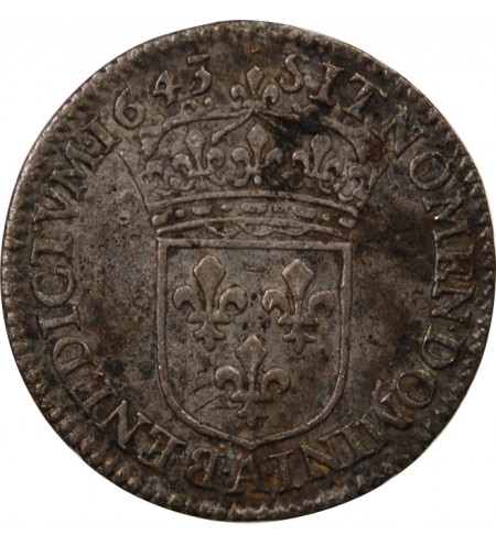 LOUIS XIII - 1/12 ECU ARGENT 1643 A PARIS point
