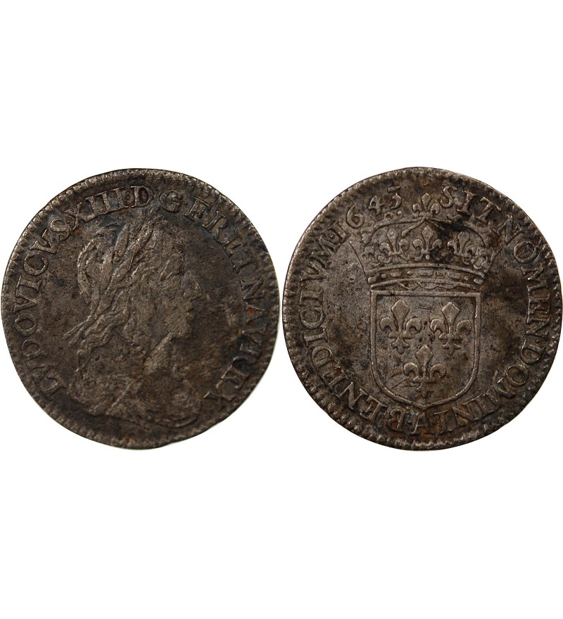 LOUIS XIII - 1/12 ECU ARGENT 1643 A PARIS point