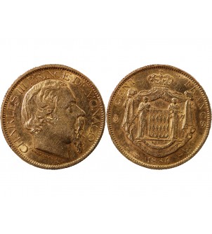 MONACO, CHARLES III - 100 FRANCS OR 1884 A 2