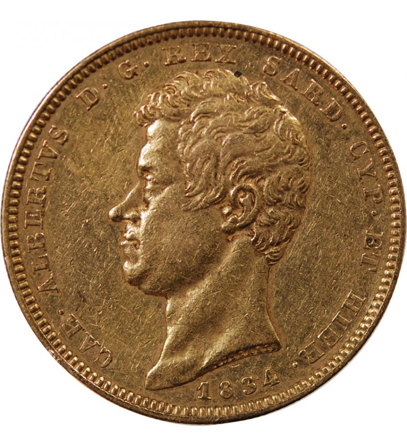 ITALIE, SARDAIGNE, CHARLES ALBERT - 100 LIRE OR 1834 TURIN