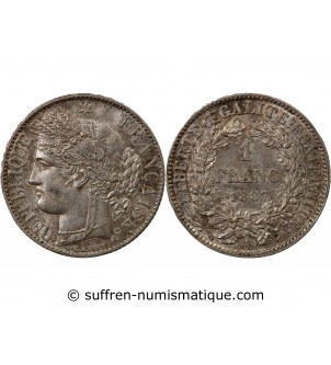 CERES ﻿- 1 FRANC ARGENT 1887 A PARIS