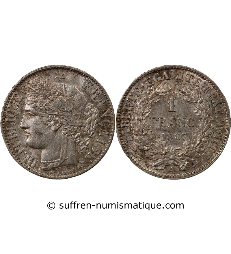 CERES ﻿- 1 FRANC ARGENT 1887 A PARIS