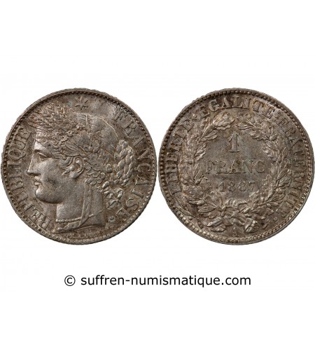 CERES ﻿- 1 FRANC ARGENT 1887 A PARIS