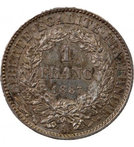 CERES ﻿- 1 FRANC ARGENT 1887 A PARIS
