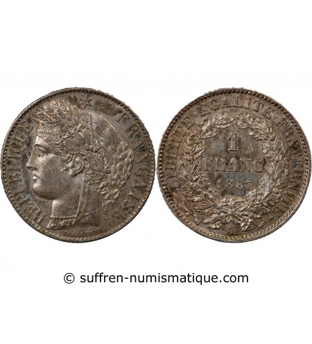 CERES ﻿- 1 FRANC ARGENT 1887 A PARIS