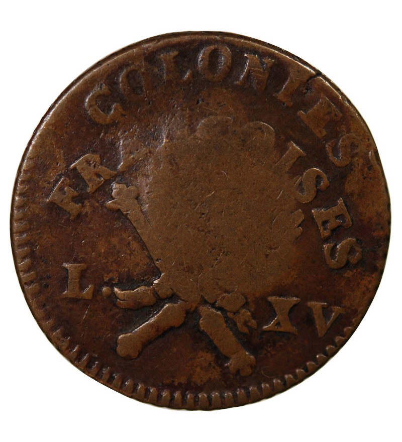 LOUIS XV, COLONIES FRANCOISES, GUADELOUPE ﻿- SOL CONTREMARQUE 1767﻿