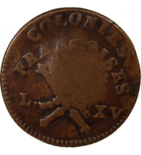 LOUIS XV, COLONIES FRANCOISES, GUADELOUPE ﻿- SOL CONTREMARQUE 1767﻿