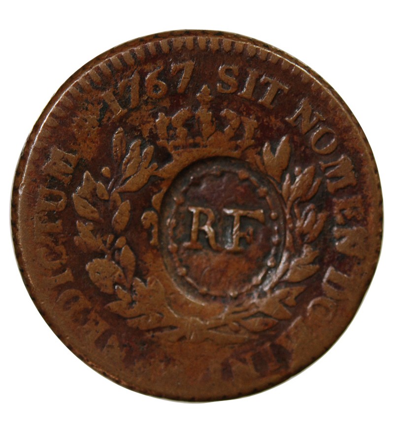 LOUIS XV, COLONIES FRANCOISES, GUADELOUPE ﻿- SOL CONTREMARQUE 1767﻿