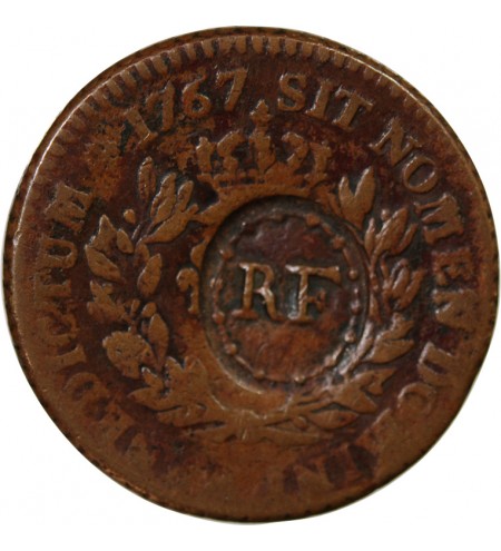 LOUIS XV, COLONIES FRANCOISES, GUADELOUPE ﻿- SOL CONTREMARQUE 1767﻿