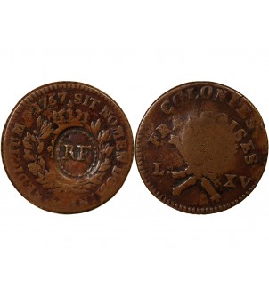 LOUIS XV, COLONIES FRANCOISES, GUADELOUPE ﻿- SOL CONTREMARQUE 1767﻿ 2