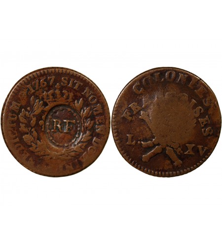 LOUIS XV, COLONIES FRANCOISES, GUADELOUPE ﻿- SOL CONTREMARQUE 1767﻿