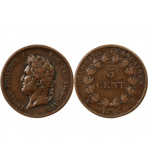 COLONIES FRANCAISES, LOUIS-PHILIPPE - 5 CENTIMES 1839 A PARIS 2