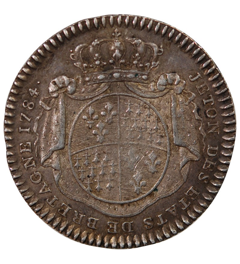 ETATS DE BRETAGNE, LOUIS XVI – JETON ARGENT 1784 RENNES Daniel 130