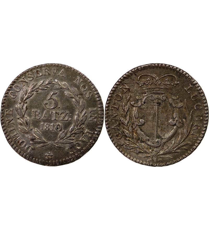 SUISSE, CANTON DE LUCERNE - 5 BATZEN ARGENT 1810