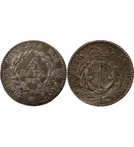 SUISSE, CANTON DE LUCERNE - 5 BATZEN ARGENT 1810