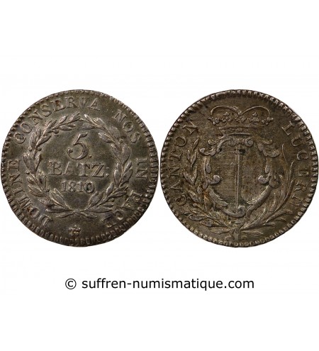 SUISSE, CANTON DE LUCERNE - 5 BATZEN ARGENT 1810