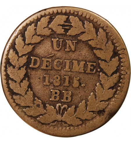 SIEGE DE STRASBOURG, LOUIS XVIII - DECIME 1815. BB