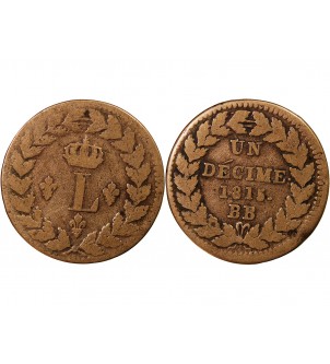 SIEGE DE STRASBOURG, LOUIS XVIII - DECIME 1815. BB 2