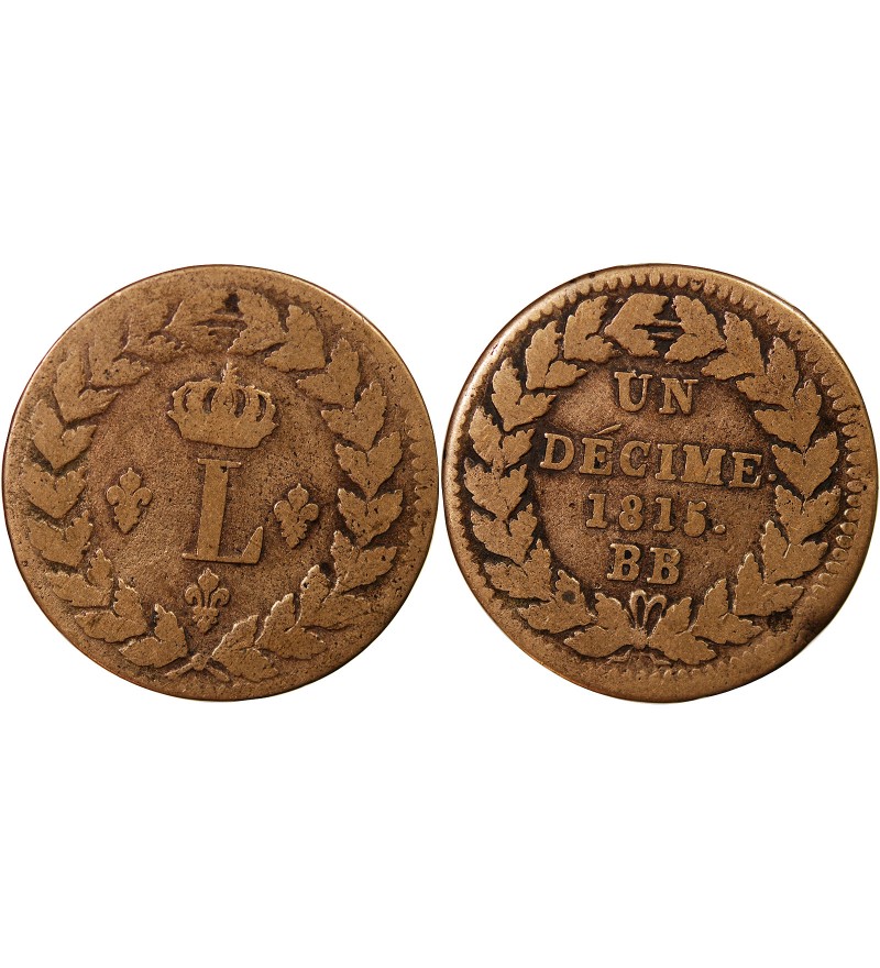 SIEGE DE STRASBOURG, LOUIS XVIII - DECIME 1815. BB