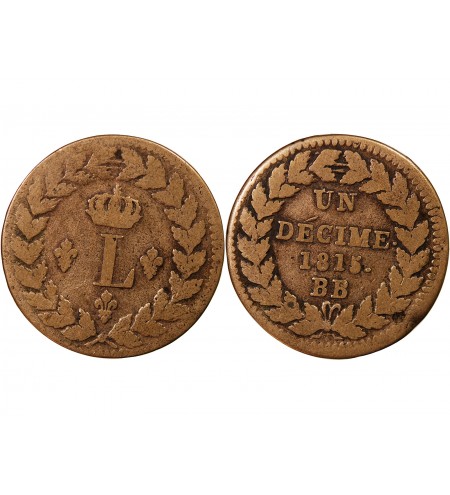 SIEGE DE STRASBOURG, LOUIS XVIII - DECIME 1815. BB