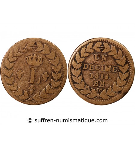 SIEGE DE STRASBOURG, LOUIS XVIII - DECIME 1815. BB