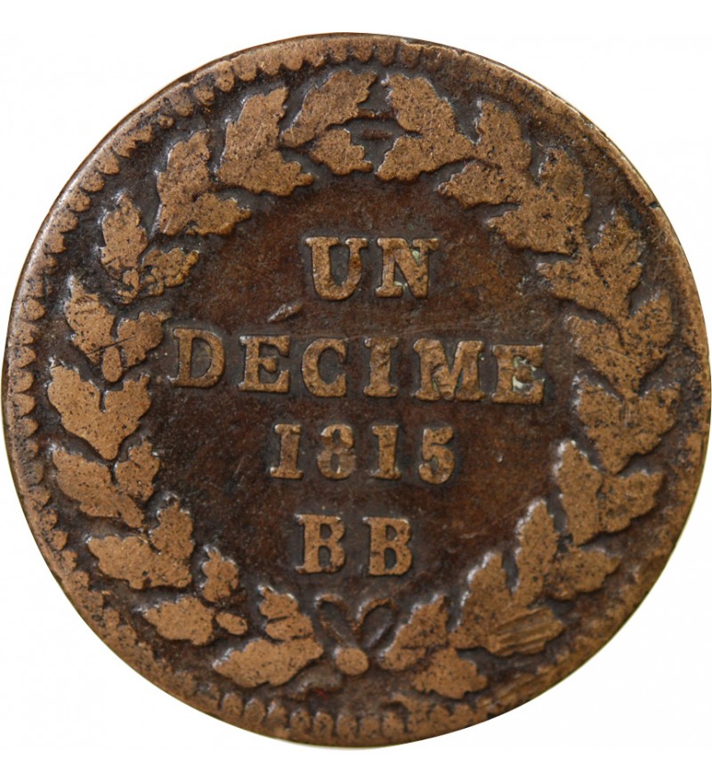 SIEGE DE STRASBOURG, LOUIS XVIII - DECIME 1815 sans point BB