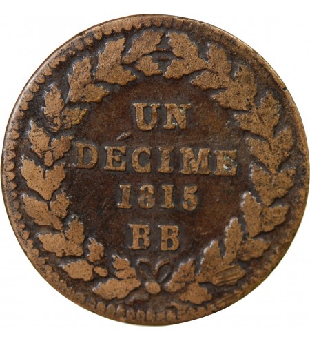 SIEGE DE STRASBOURG, LOUIS XVIII - DECIME 1815 sans point BB