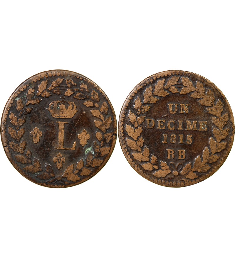 SIEGE DE STRASBOURG, LOUIS XVIII - DECIME 1815 sans point BB