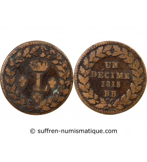 SIEGE DE STRASBOURG, LOUIS XVIII - DECIME 1815 sans point BB