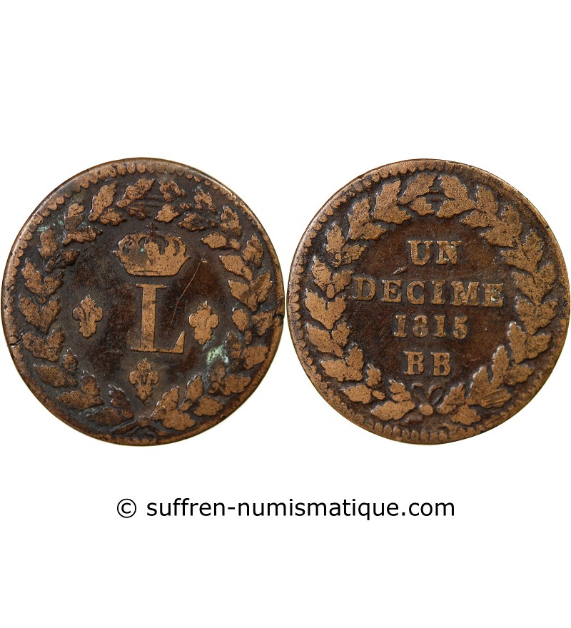 SIEGE DE STRASBOURG, LOUIS XVIII - DECIME 1815 sans point BB