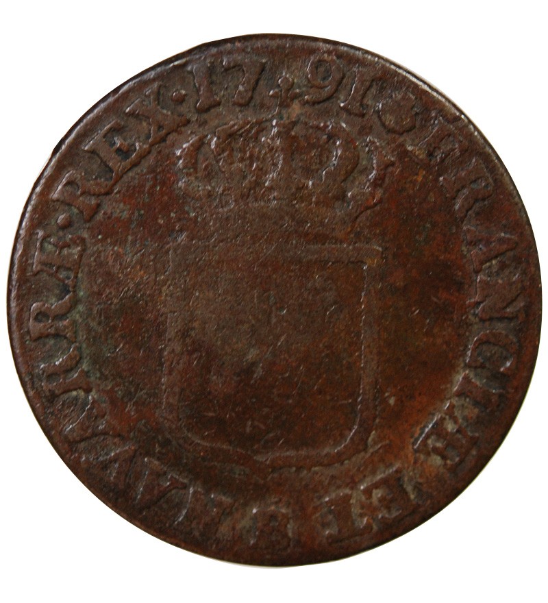 LOUIS XVI - SOL A L'ECU 1791 B ROUEN